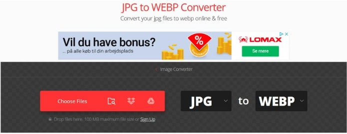 convertio omdanner billeder til webp